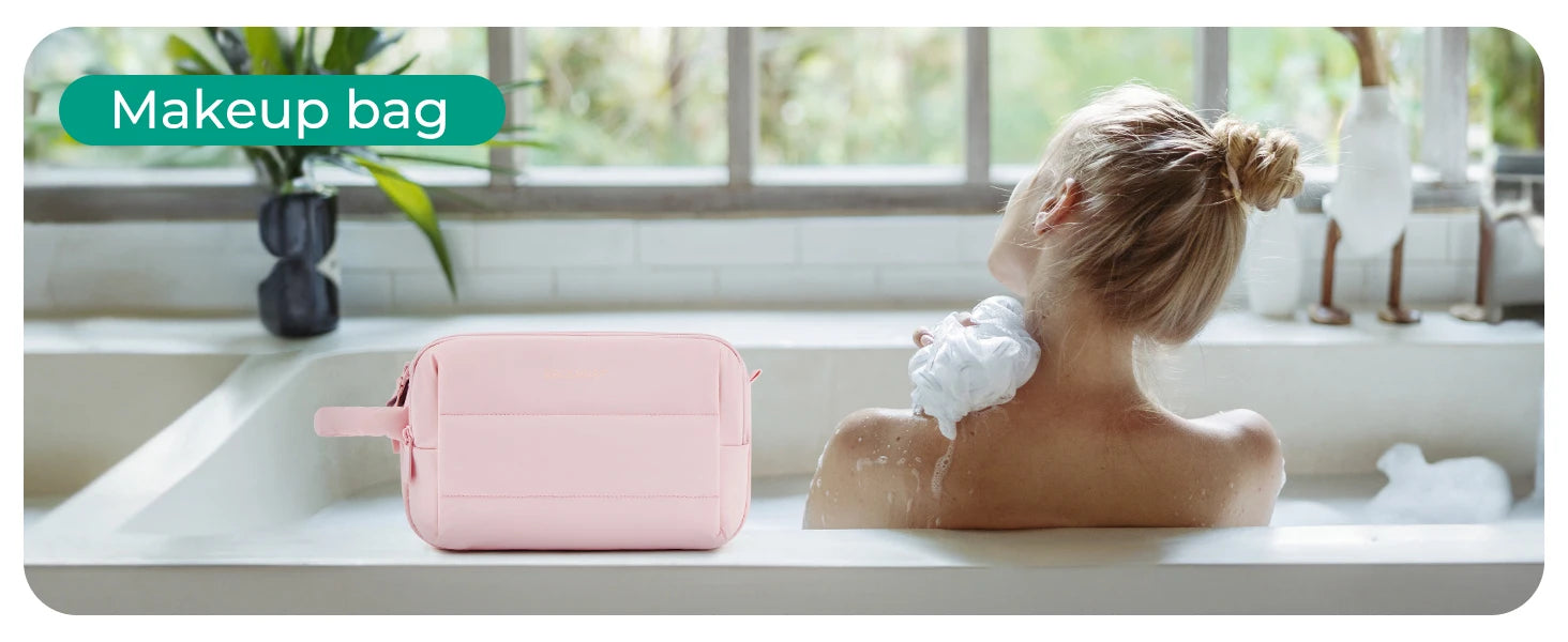 BAGSMART trousse de toilette de voyage sac cosmétique étanche pour femme sac de rangement de produits de soins de la peau de grande capacité sac de bain sec et humide