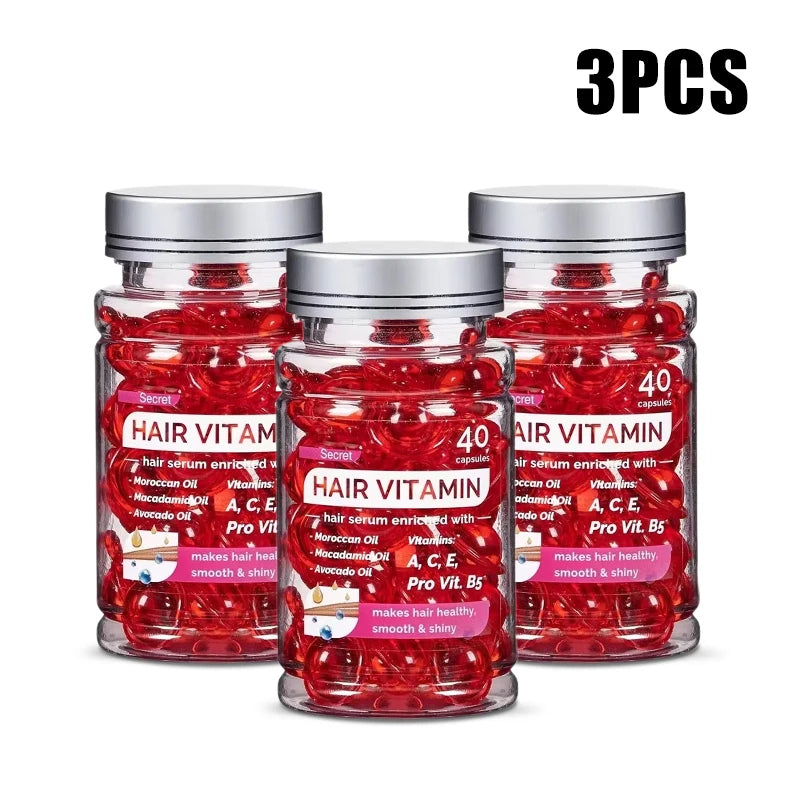 Huile de vitamine Agam marocaine, Essence de soin pour cheveux, réparation de la nutrition endommagée, produits de traitement pour l'amélioration des fentes des cheveux, 40 Capsules