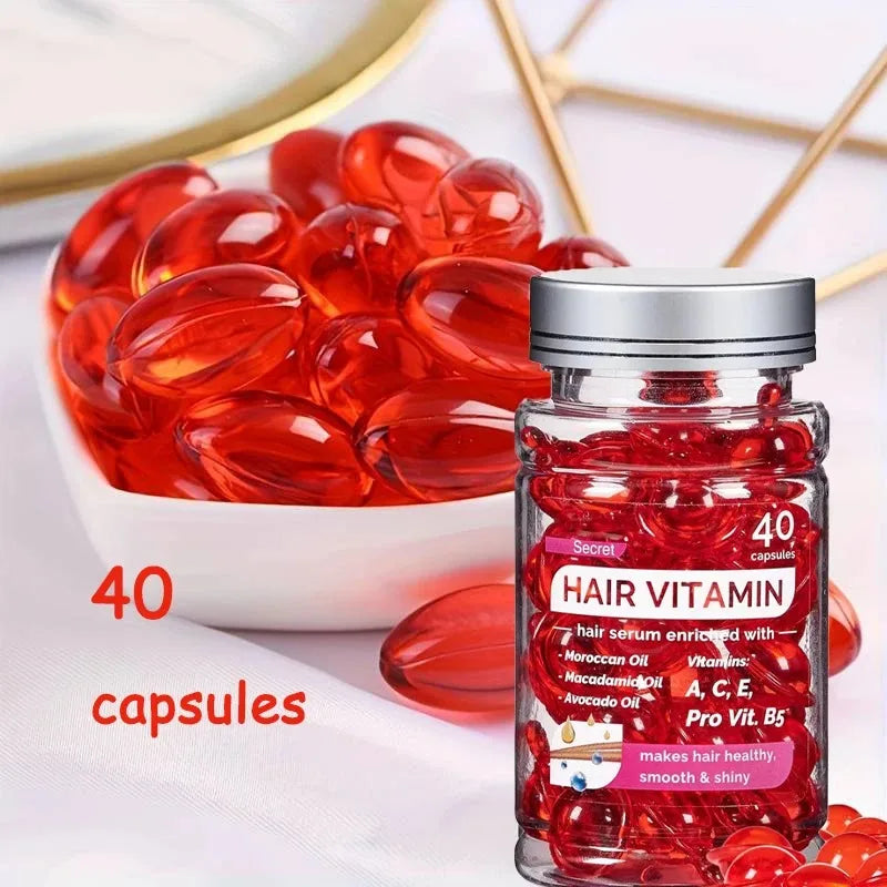 Huile de vitamine Agam marocaine, Essence de soin pour cheveux, réparation de la nutrition endommagée, produits de traitement pour l'amélioration des fentes des cheveux, 40 Capsules