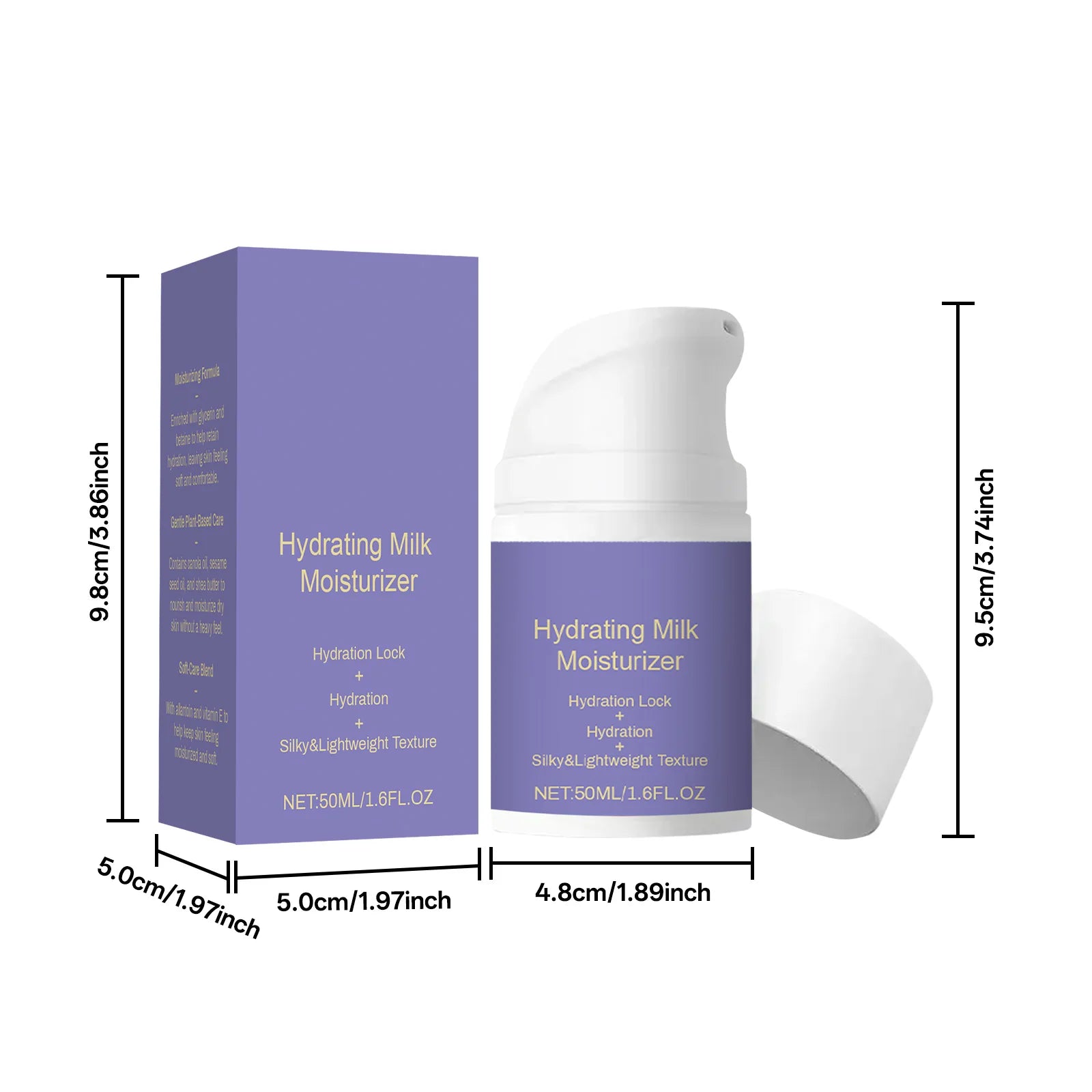 Lait hydratant hydratant 50 ml pour tous les types de peau Baume quotidien léger non gras avec beurre de karité et glycérine