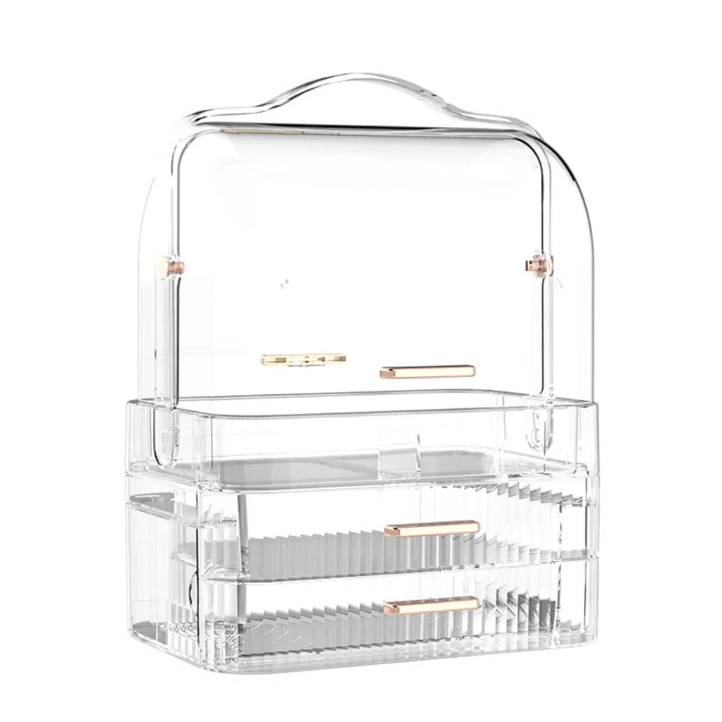 Boîte de rangement de cosmétiques avec couvercle et poignée, grande boîte de rangement de maquillage, tiroirs pour vitrines de soins de la peau, comptoir de salle de bain