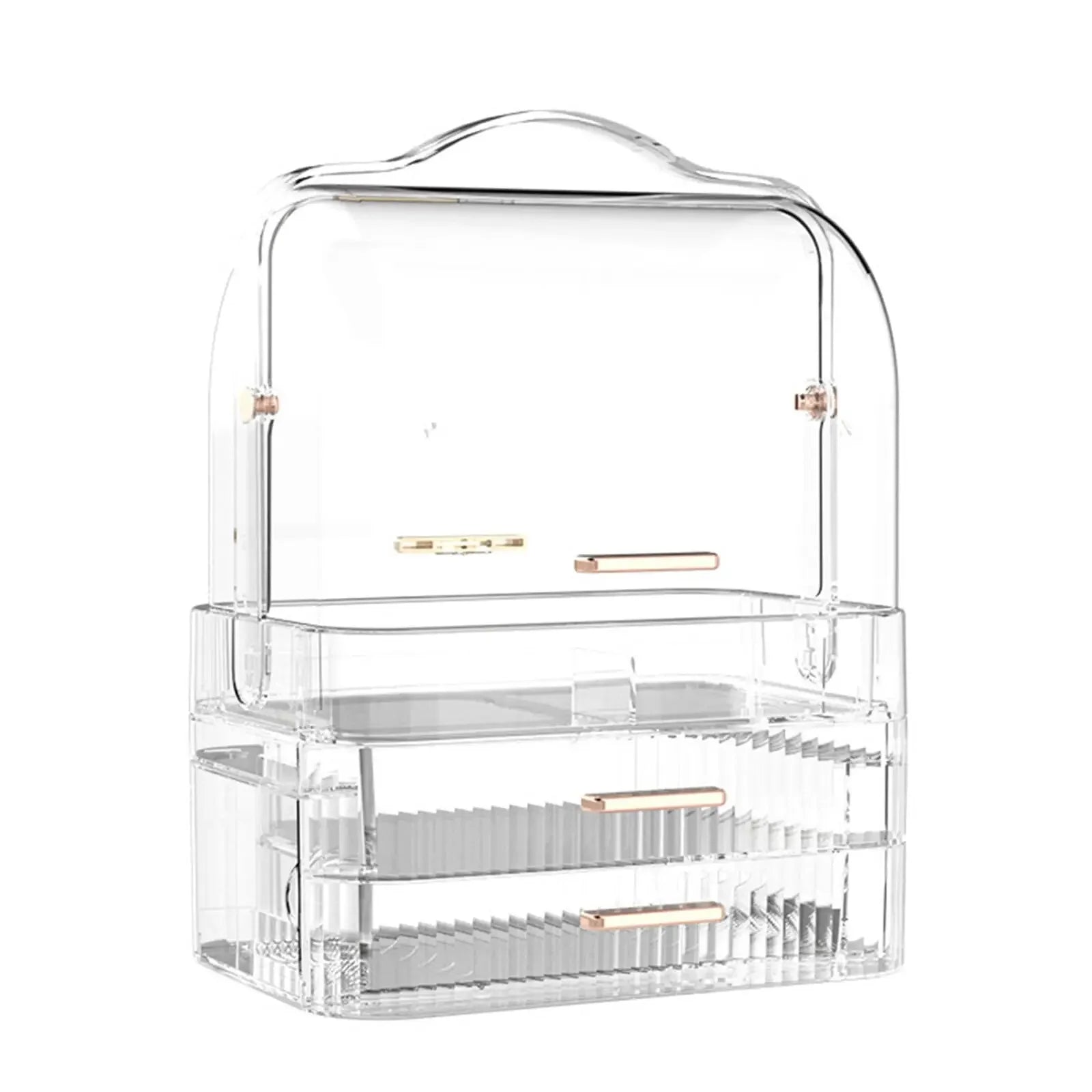 Boîte de rangement de cosmétiques avec couvercle et poignée, grande boîte de rangement de maquillage, tiroirs pour vitrines de soins de la peau, comptoir de salle de bain