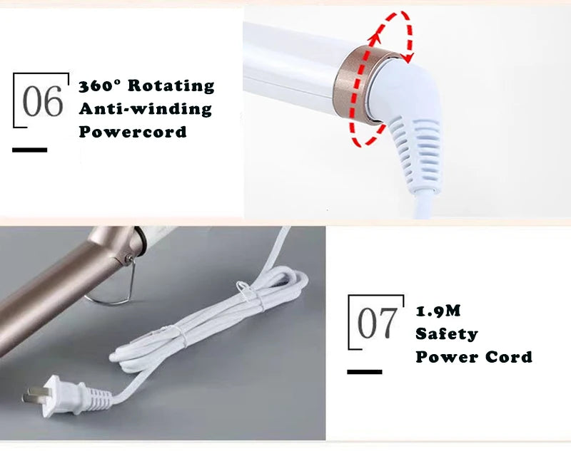 Fer à friser électrique professionnel, bigoudis en céramique, LCD, boucles à rouleaux, baguette ondulée, outils de coiffage à la mode