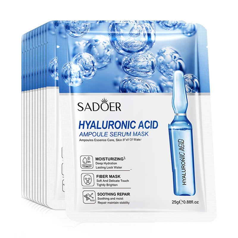 10 pièces SADOER 24K or vitamine C acide hyaluronique masque Facial hydratant raffermissant hydratant masques faciaux produits de soins de la peau