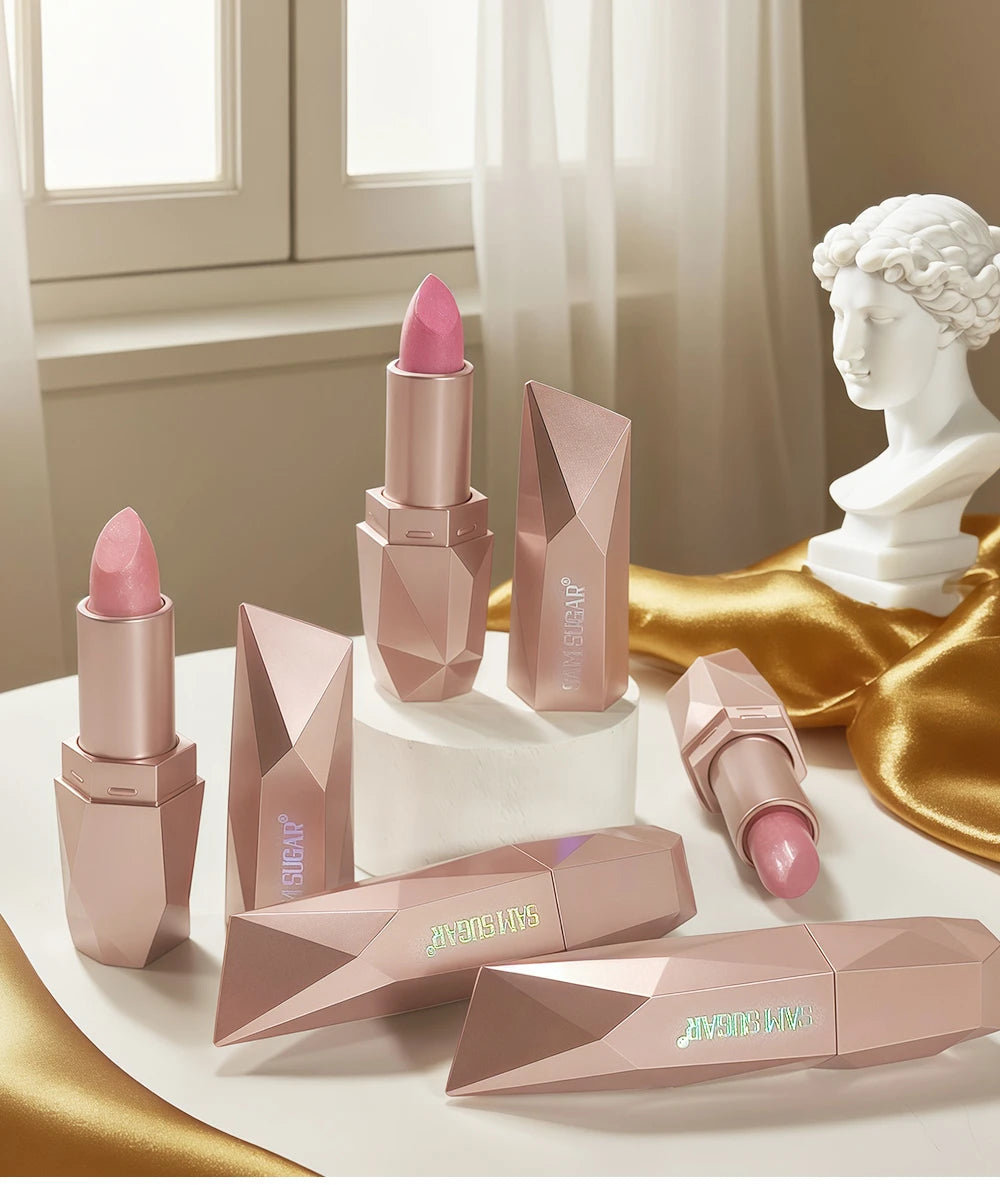 Rouge à lèvres métallique polygone, paillettes longue durée, Orange, rouge, hydratant, lumineux, scintillant, brillant, maquillage