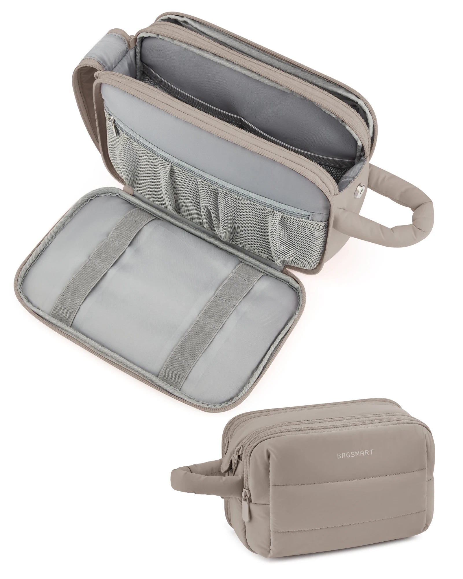 BAGSMART trousse de toilette de voyage sac cosmétique étanche pour femme sac de rangement de produits de soins de la peau de grande capacité sac de bain sec et humide