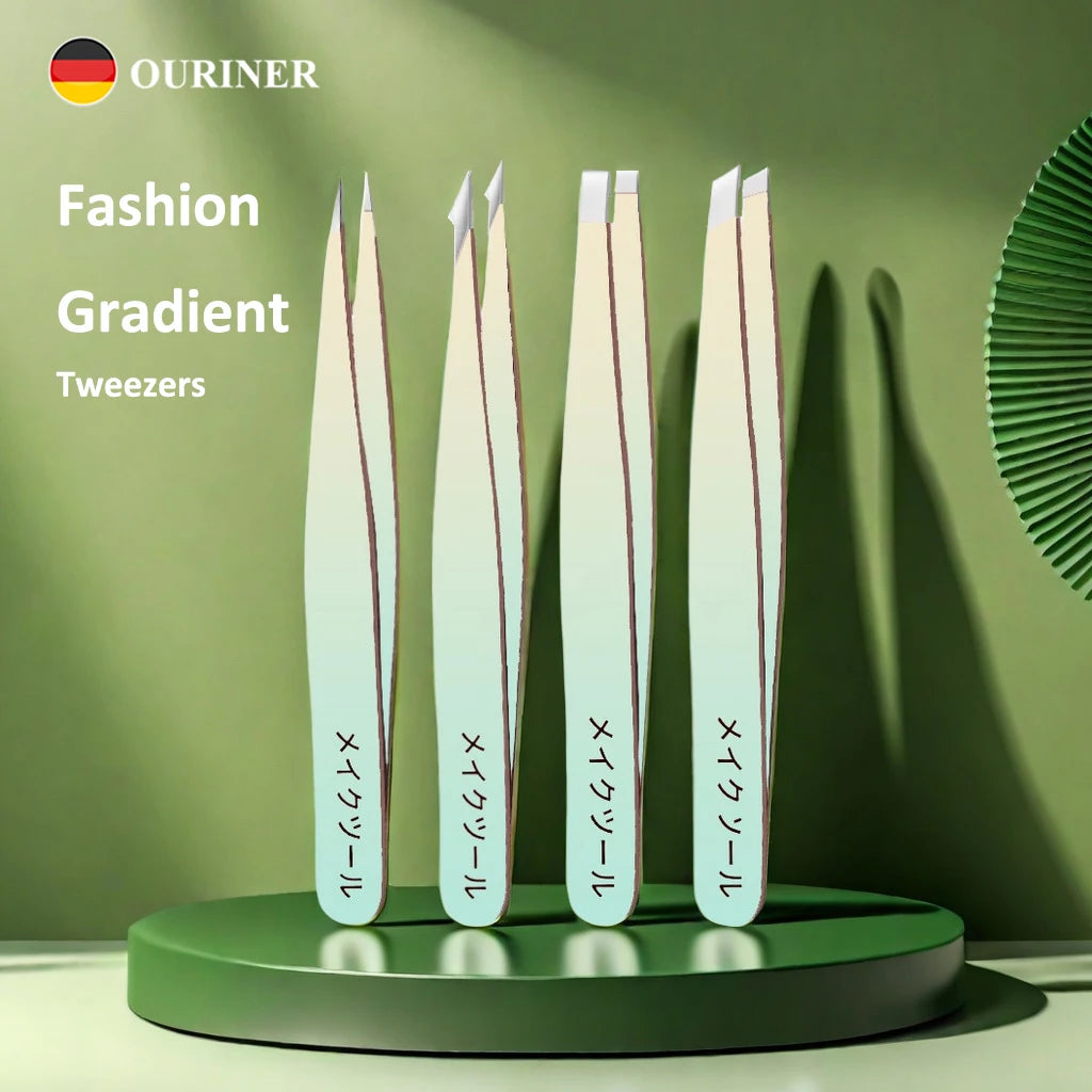 Ensemble de pincettes à sourcils dégradées, 4 pièces, pinces à sourcils en acier inoxydable, ensemble d'outils de beauté professionnels pour les poils du visage, la croissance intérieure