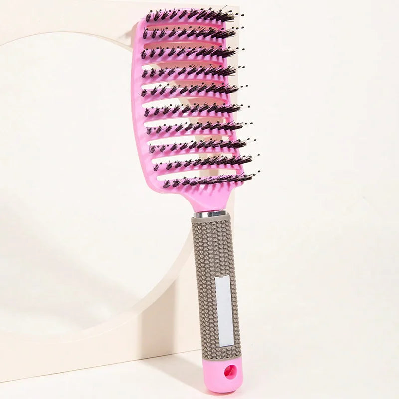 Brosse à cheveux peigne de Massage du cuir chevelu brosse à cheveux poils de sanglier en Nylon femmes humide bouclés démêlant brosse à cheveux Salon de coiffure outil de coiffure