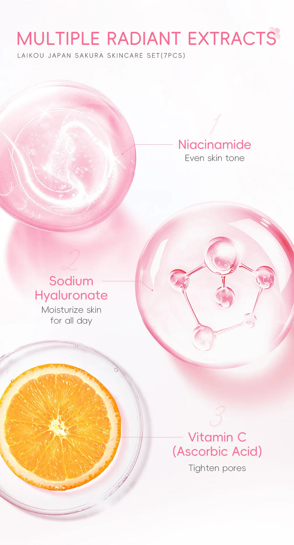 LAIKOU nettoyage Laikou hydratation hydratante japon fleur de cerisier soin de la peau 7 pièces masque de boue édition ensemble de soins du visage