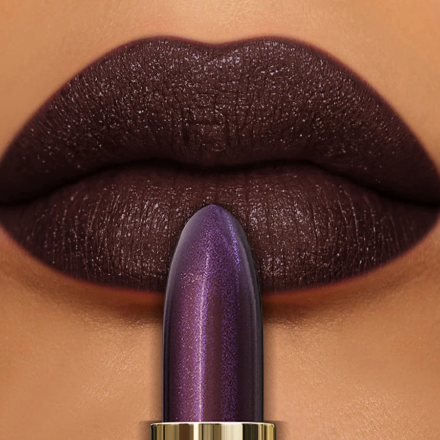 Rouge à lèvres rouge brillant à paillettes, teinte nacrée, longue durée, mat, maquillage pour les lèvres, cadeaux pour femmes, lèvres métalliques, 1 pièce