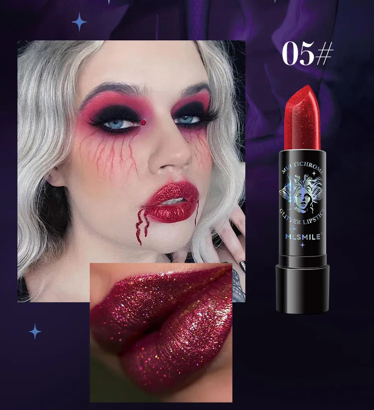 Rouge à lèvres à paillettes, 6 couleurs, imperméable, longue durée, diamant nacré, métallique, noir, maquillage pour femmes, cosmétique