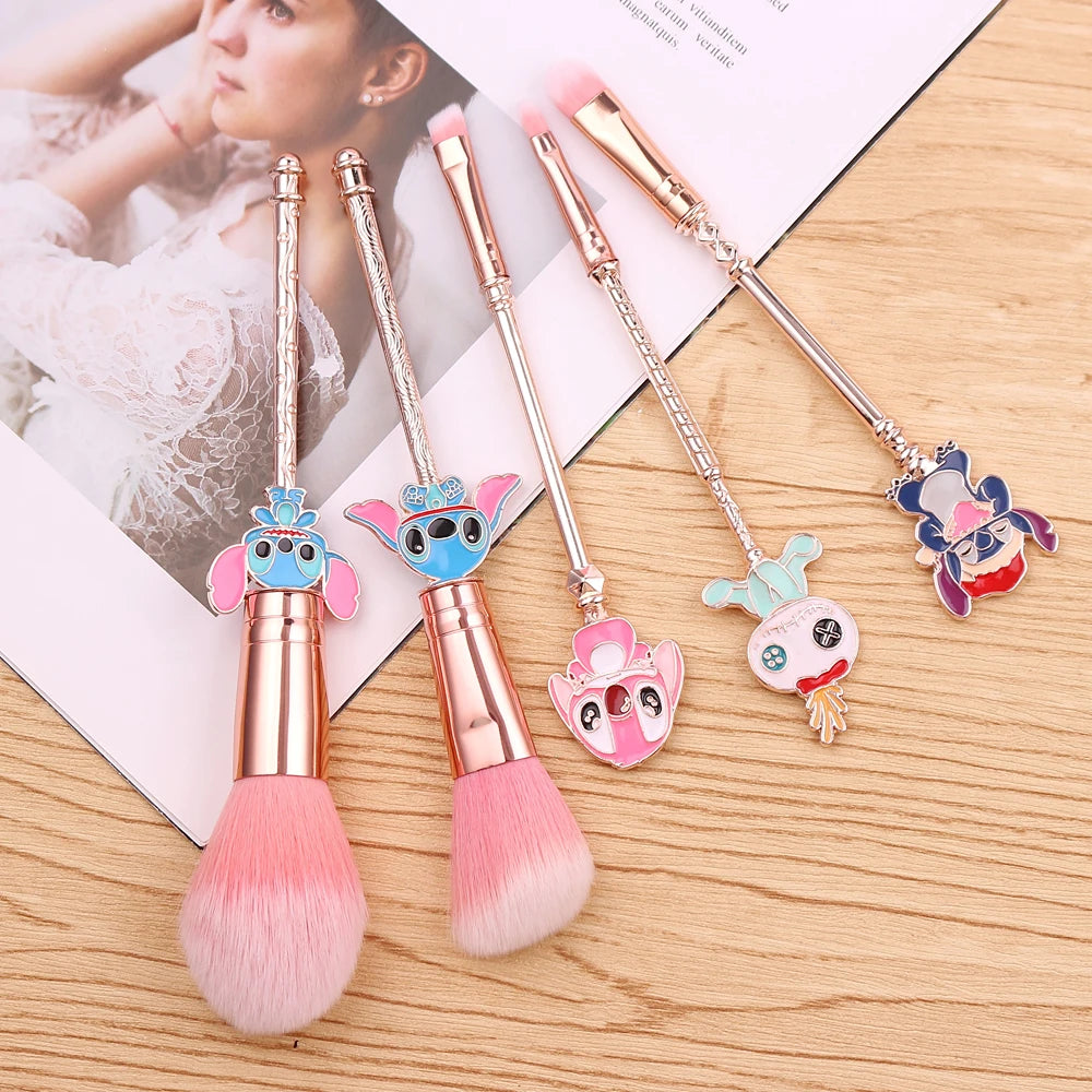 Bandai Lilo & Stitch pinceaux de maquillage ensemble fond de teint ombre à paupières poudre brosse pour femmes dessin animé point cosmétique beauté outils Kits