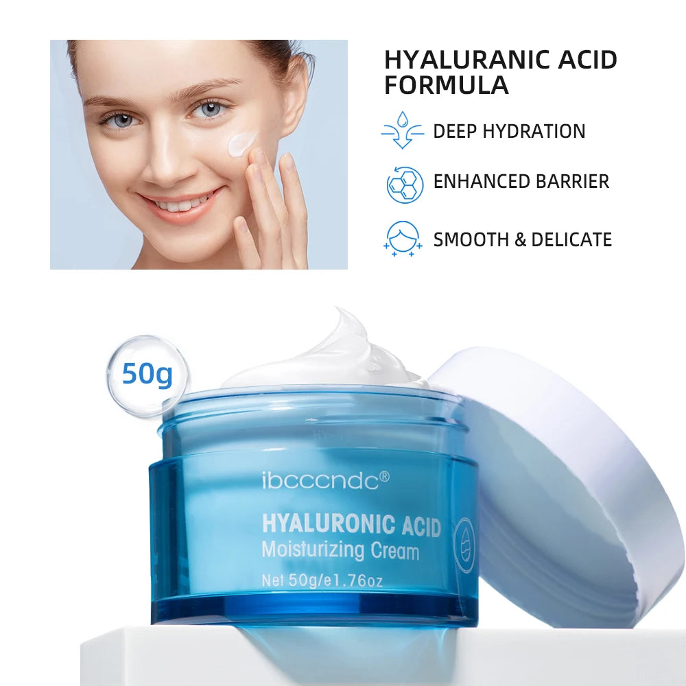 Gel d'eau hydratant à l'acide hyaluronique/crème hydratante pour le visage, hydratant quotidien pour peau sèche, améliore la sécheresse, 50g