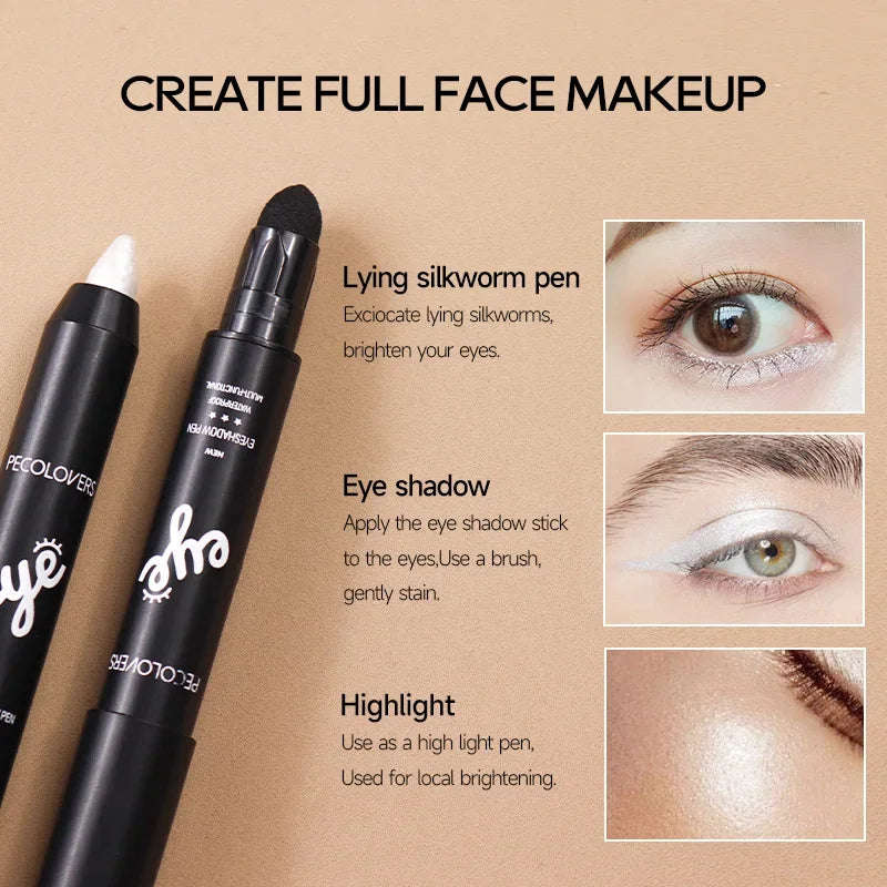 Bâton de crayon de fard à barrage imperméable, stylo d'eye-liner de fard à barrage scintillant nacré, outil de maquillage des yeux longue durée, 6 couleurs