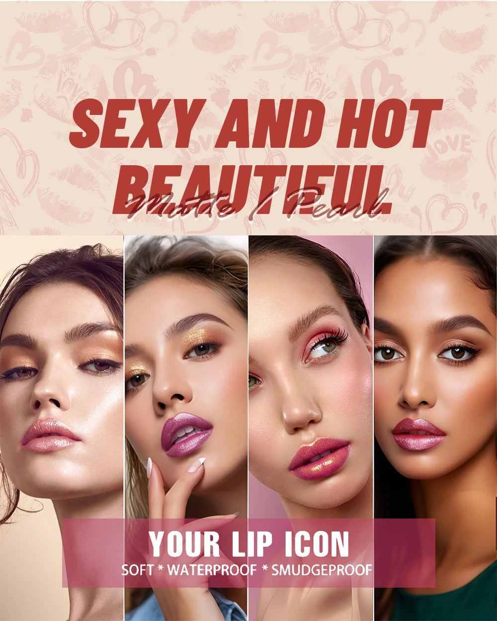 Rouge à lèvres métallique polygone, paillettes longue durée, Orange, rouge, hydratant, lumineux, scintillant, brillant, maquillage