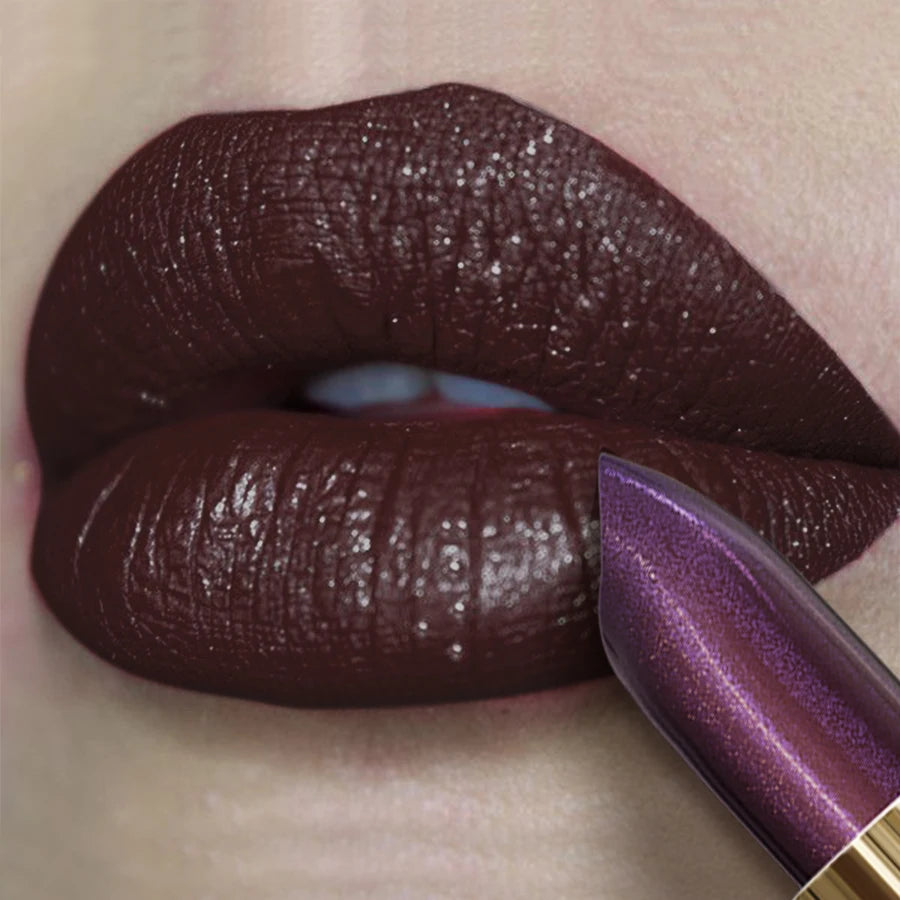 Rouge à lèvres rouge brillant à paillettes, teinte nacrée, longue durée, mat, maquillage pour les lèvres, cadeaux pour femmes, lèvres métalliques, 1 pièce