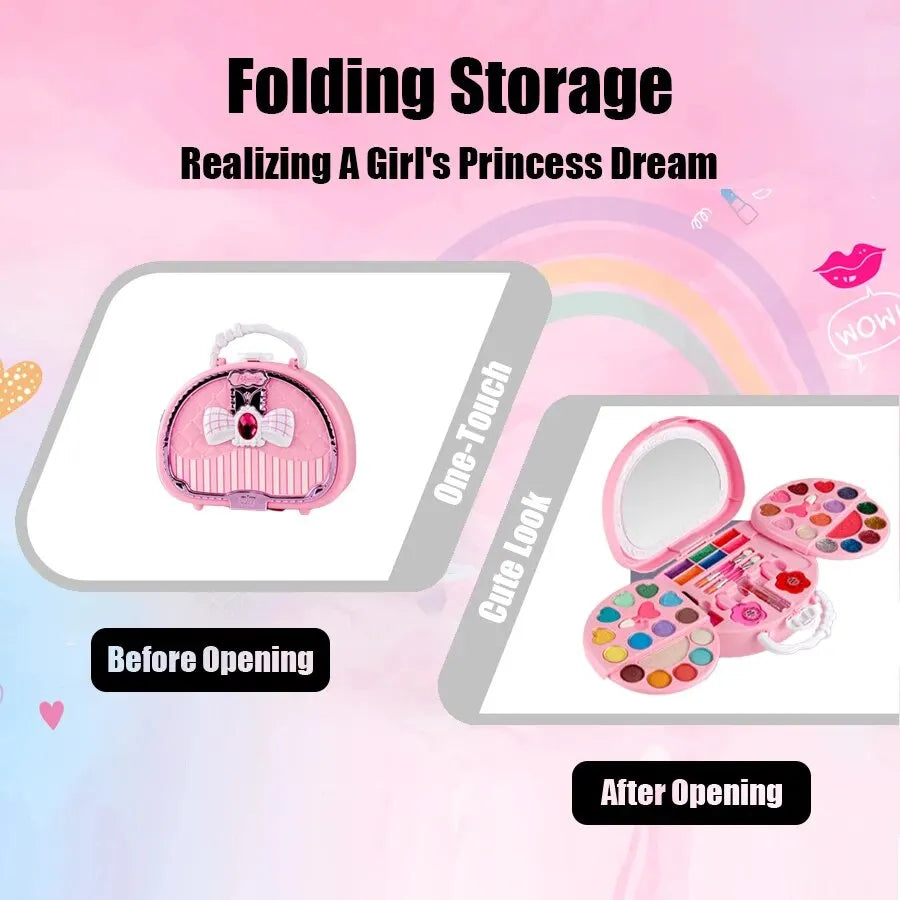 Jouets de beauté pour enfants, Kit de maquillage, petit sac lavable, ensemble de cosmétiques, jouets avec miroir, Non toxique et sûr, cadeaux d'anniversaire pour filles