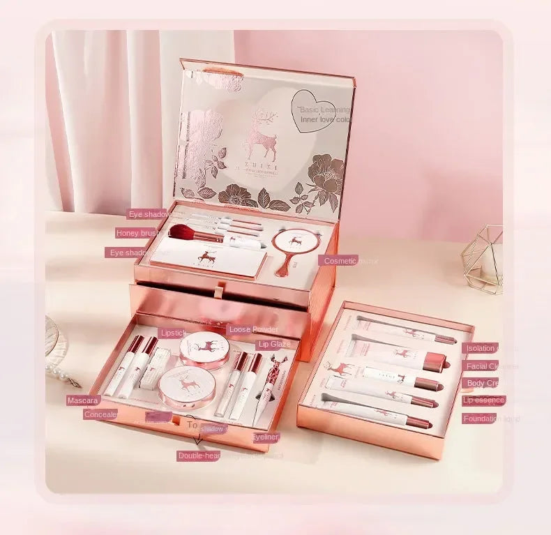 Coffret de maquillage pour femme, boîte mystère complète, rouge à lèvres, fard à barrage, coffret cadeau, inviter le maquillage, produits de soins de la peau, cosmétiques chauds, 20 pièces