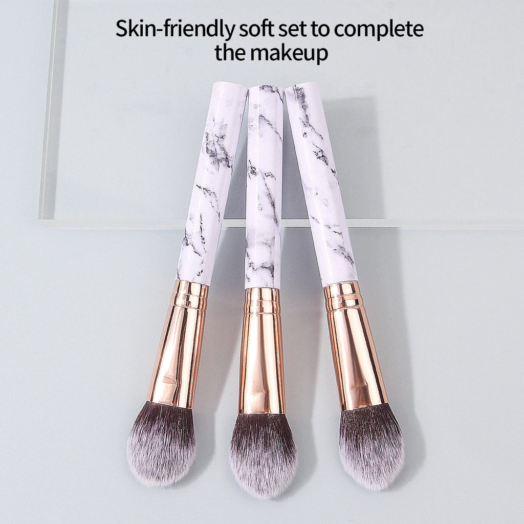 Pinceau de maquillage texturé de marbre, pinceau à blush, pinceau à poudre, pinceau de contour, pinceau de contour, outils de beauté du visage 3 pièces