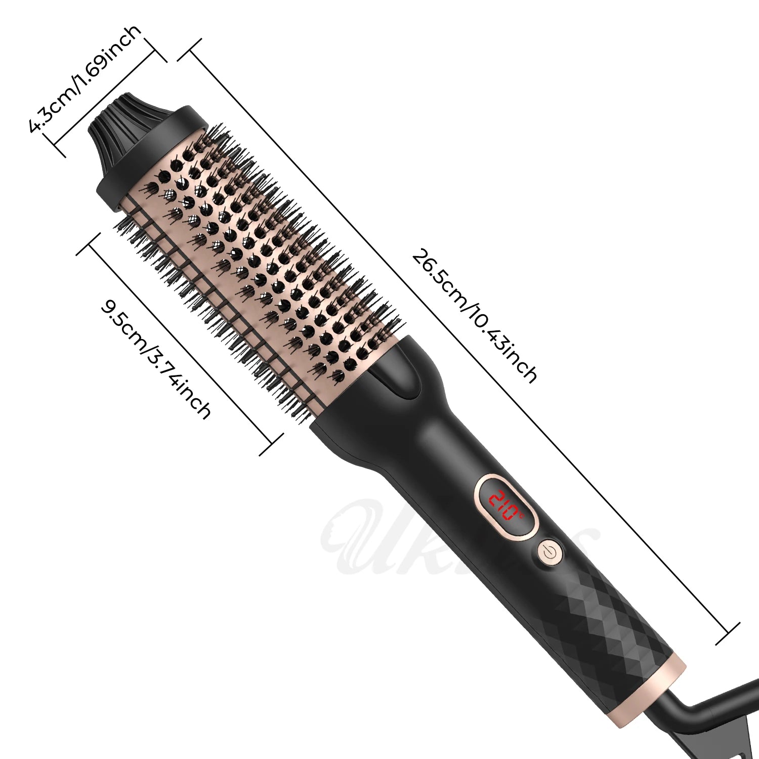 Brosse thermique chauffante pour bigoudi, fer à friser, brosse ronde métropolitaine, brosse volumisante, peigne à lisser en céramique, 1.5 pouces