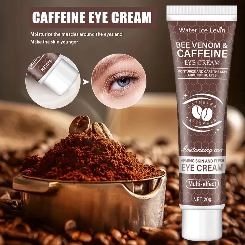 Crème pour les yeux raffermissante hydratante puissante à la caféine naturelle 20g pour les cernes gonflées et zone post-lifting après l'utilisation, réduit les rides et le vieillissement, relaxation beige clair