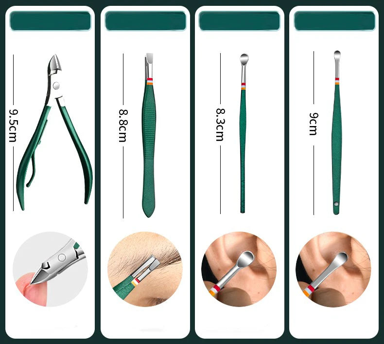 Ensemble de coupe-ongles en acier inoxydable, avec sac pliant, Kits de coupe de manucure, ciseaux, outil de maquillage et de beauté, 12 à 16 pièces/ensemble
