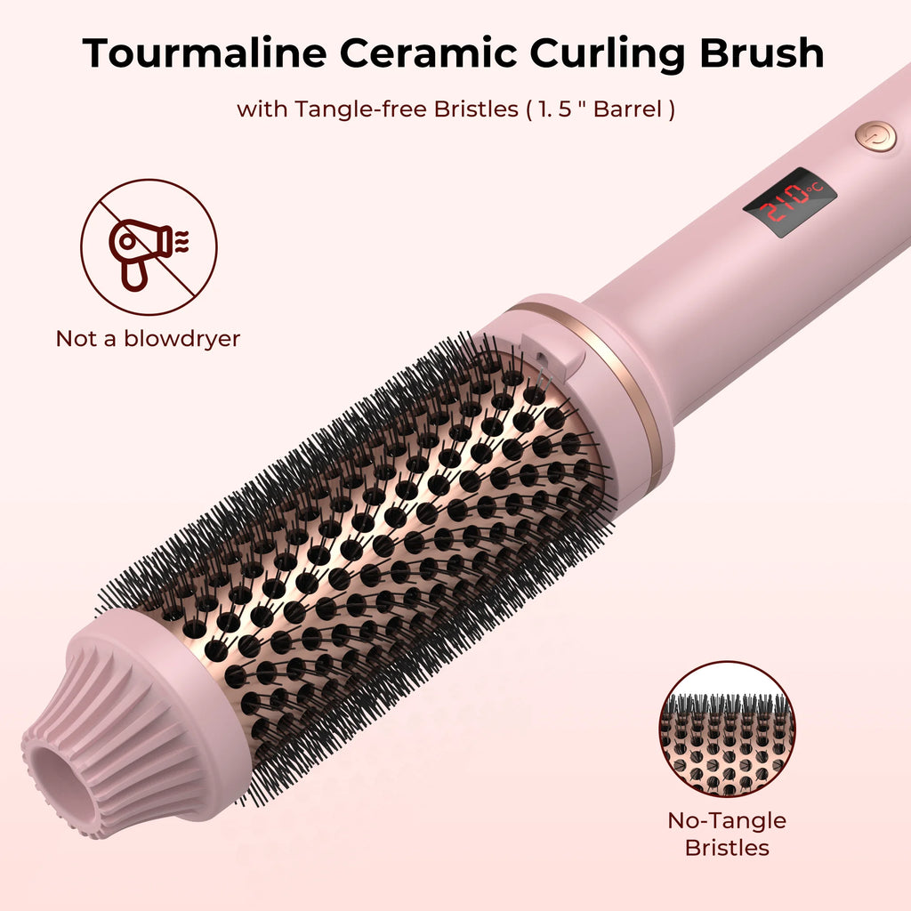 1.5 pouces fer à friser brosse en céramique brosse thermique chauffée brosse ronde cheveux électrique brosse chauffante électrique bigoudi peigne