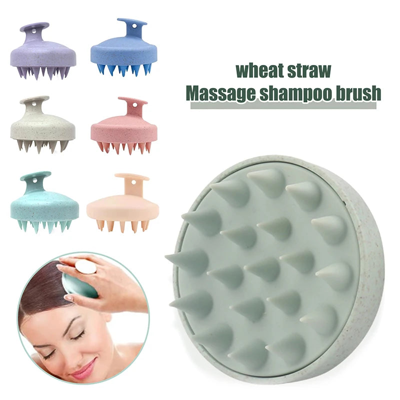 Brosse de lavage des cheveux TPE + paille de blé, brosse de lavage des cheveux, brosse de tête du cuir chevelu, peigne anti-démangeaison, brosse de Massage, outil de coiffure