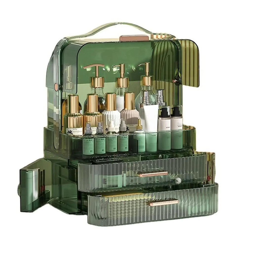 Boîte de rangement de cosmétiques avec couvercle et poignée, grande boîte de rangement de maquillage, tiroirs pour vitrines de soins de la peau, comptoir de salle de bain