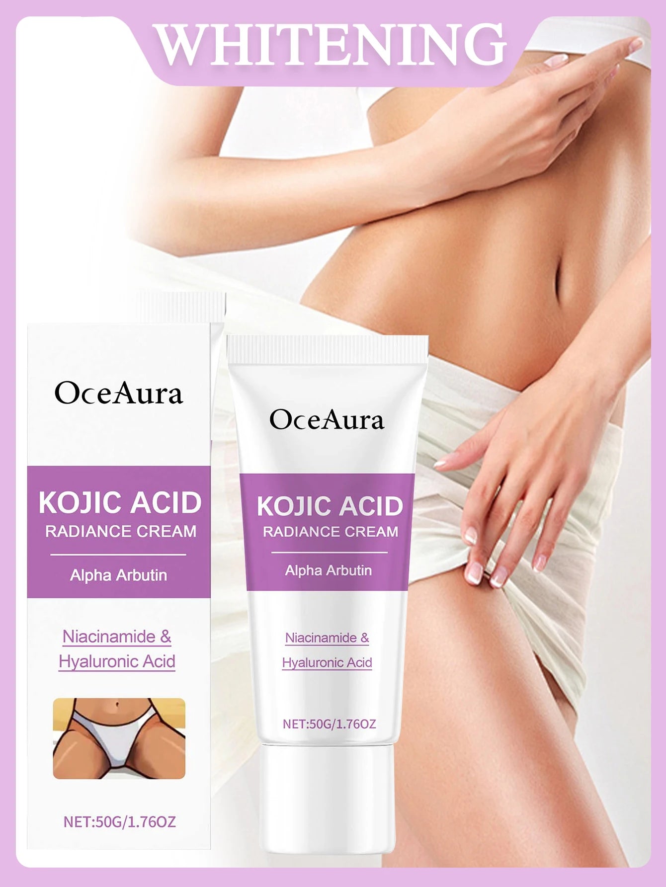 Crème blanchissante pour le corps 50g, blanchiment des parties intimes féminines, soin rafraîchissant, soin quotidien, crème blanchissante pour les aisselles