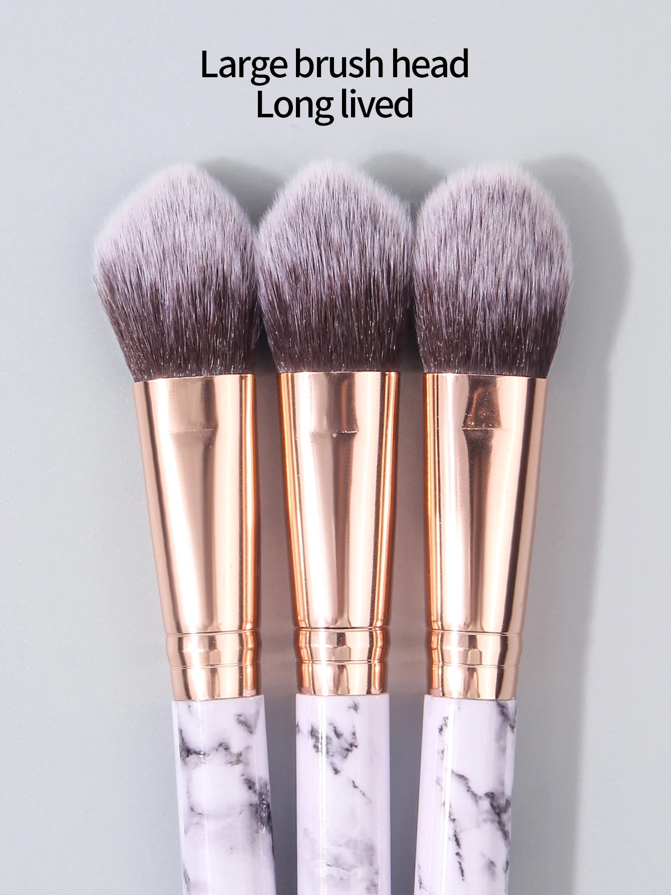 Pinceau de maquillage texturé de marbre, pinceau à blush, pinceau à poudre, pinceau de contour, pinceau de contour, outils de beauté du visage 3 pièces