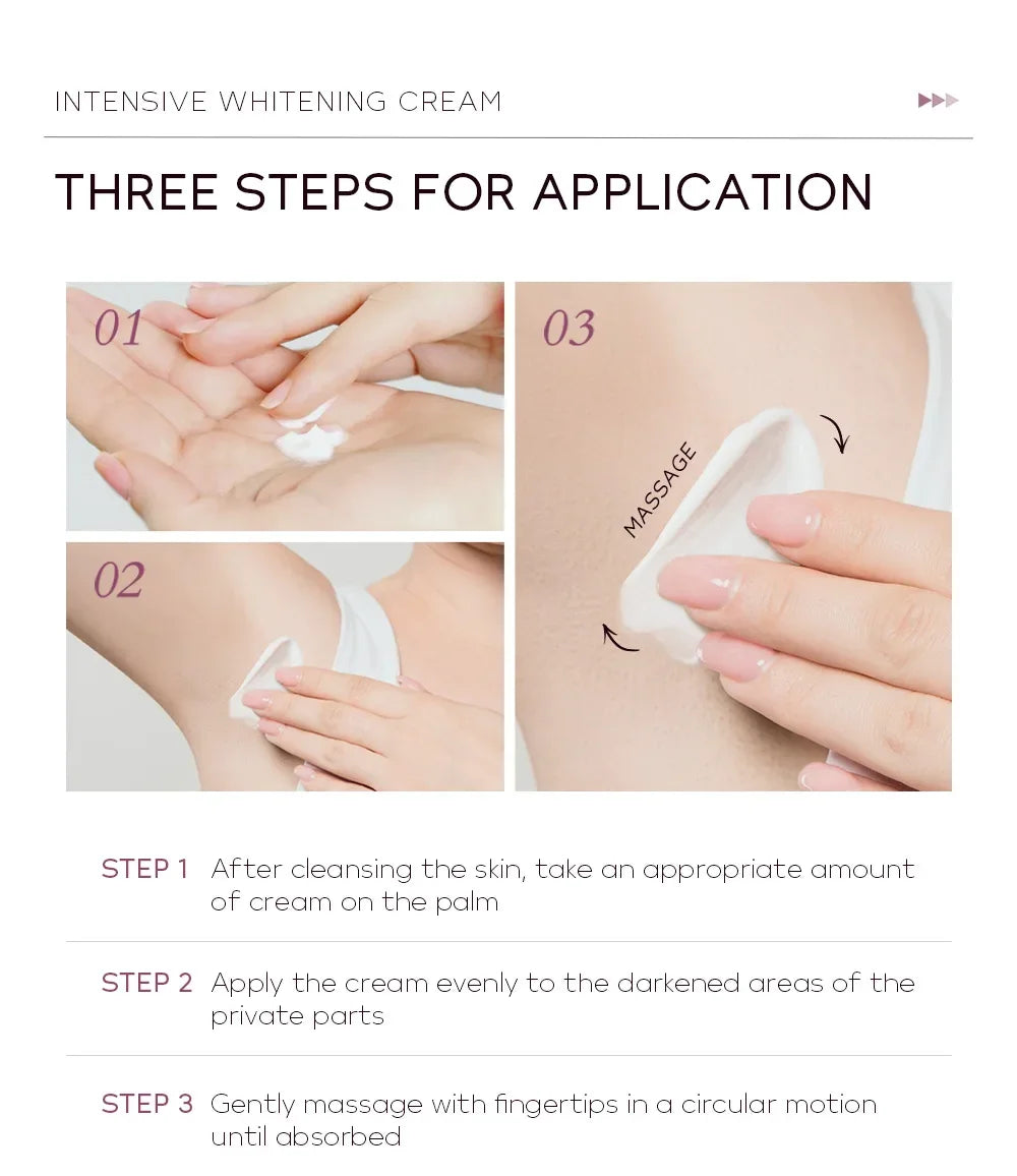Crème blanchissante pour peau foncée, blanchiment des aisselles, éclaircissement et zone intime, hydratant pour femme, produits de soins coréens pour la peau