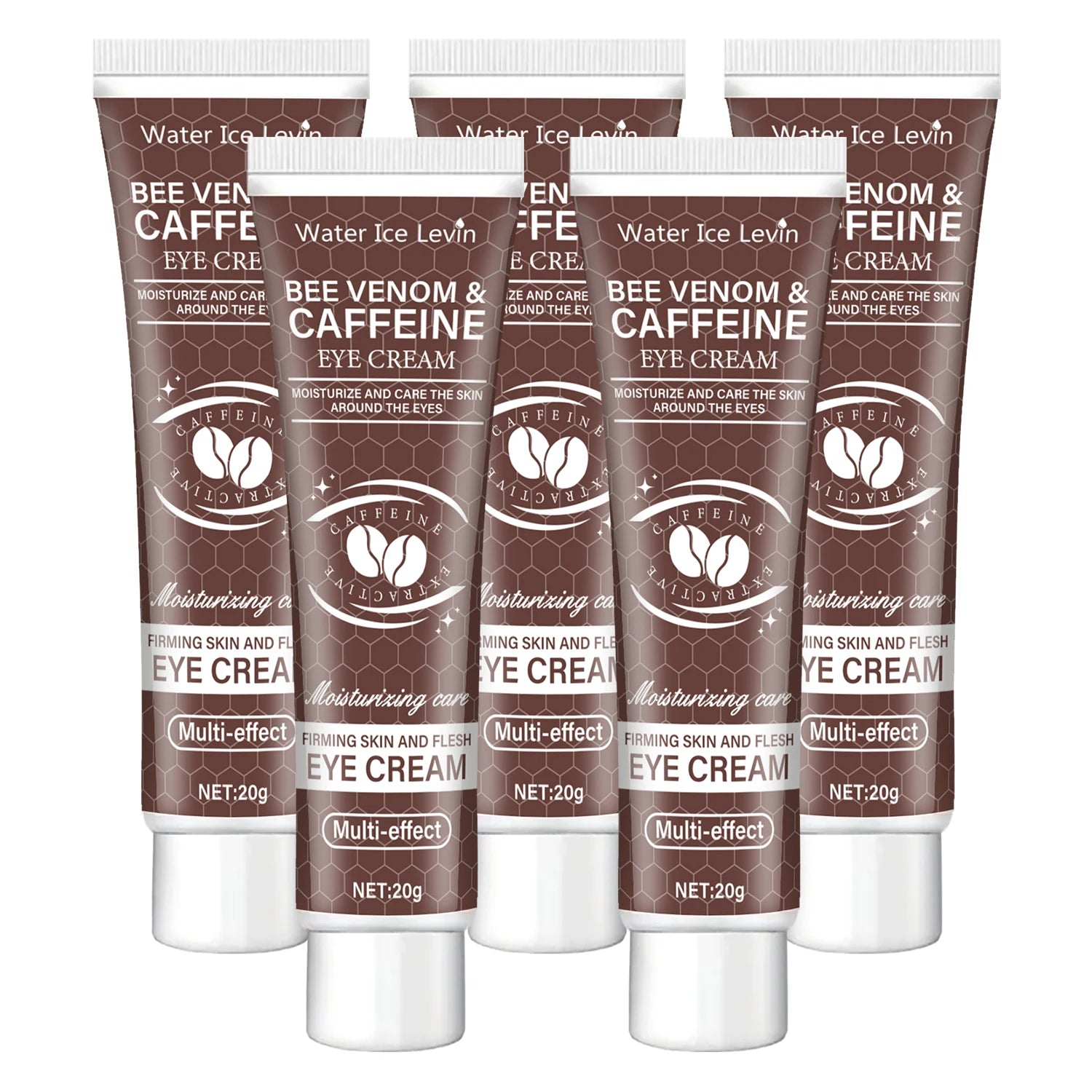 Crème pour les yeux raffermissante hydratante puissante à la caféine naturelle 20g pour les cernes gonflées et zone post-lifting après l'utilisation, réduit les rides et le vieillissement, relaxation beige clair