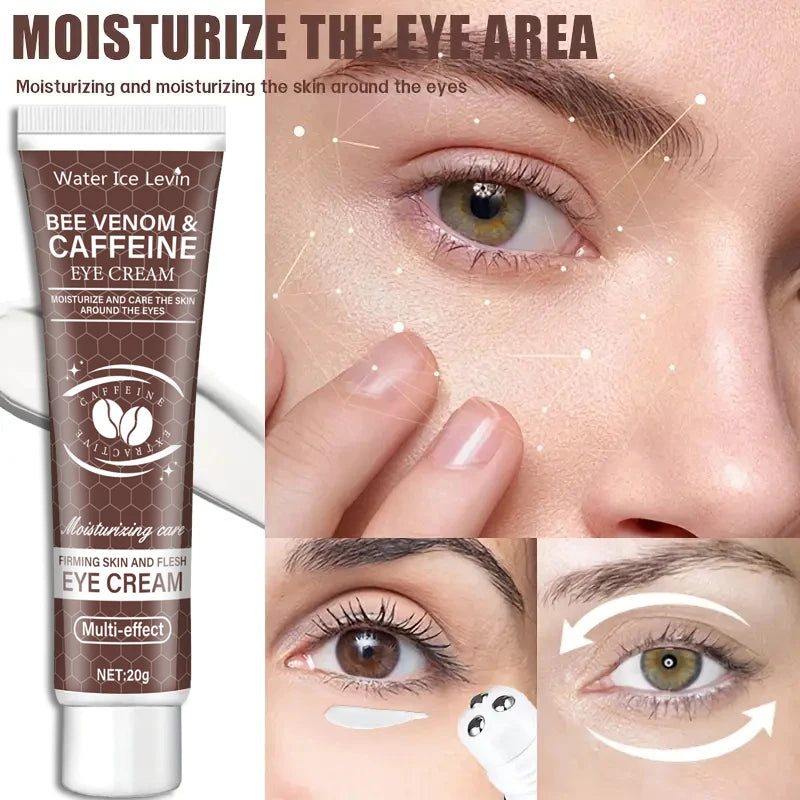 Crème pour les yeux raffermissante hydratante puissante à la caféine naturelle 20g pour les cernes gonflées et zone post-lifting après l'utilisation, réduit les rides et le vieillissement, relaxation beige clair