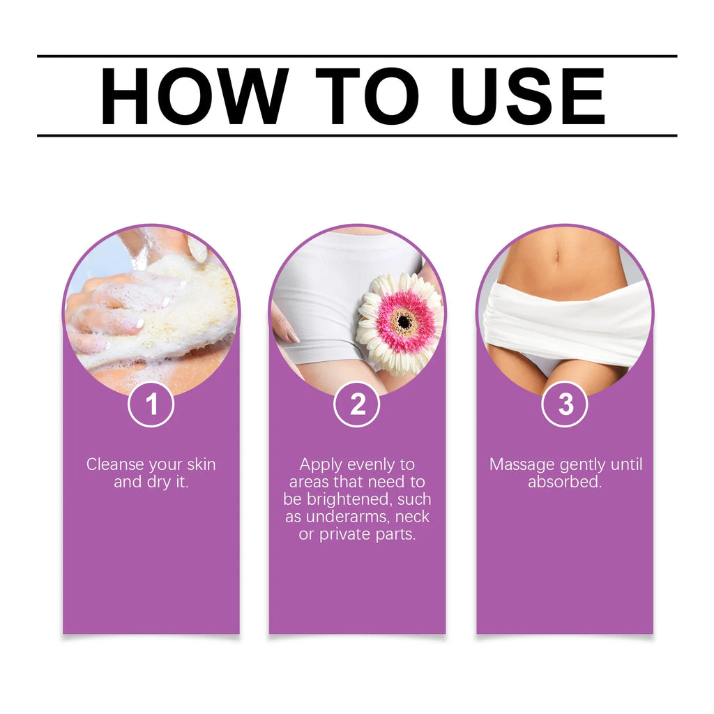 Crème blanchissante pour le corps 50g, blanchiment des parties intimes féminines, soin rafraîchissant, soin quotidien, crème blanchissante pour les aisselles