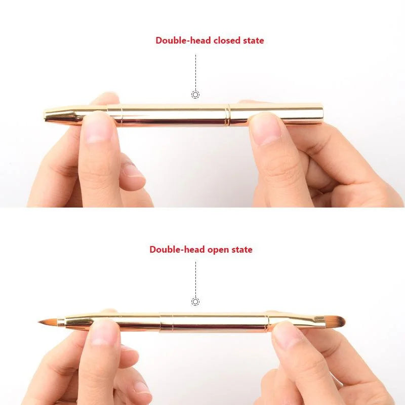 Brosse de maquillage rétractable pour lèvres, Portable, Double tête, pour rouge à lèvres, Double usage, pour fard à paupières, outils de beauté, 1 pièce