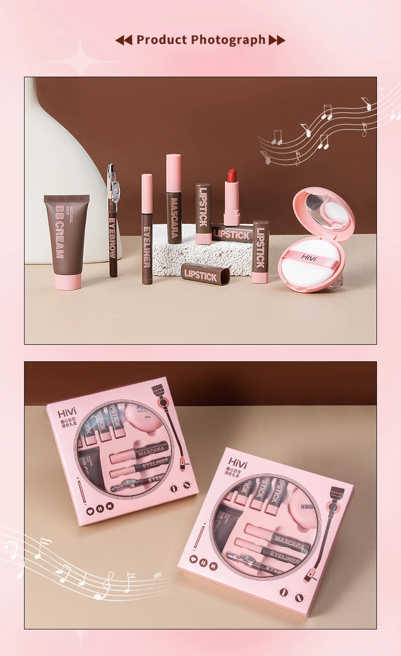 Coffret cadeau de maquillage HiVi, coffret cadeau de maquillage en poudre, coffret d'enregistrement de colle, coffret cadeau limité de rouge à lèvres en poudre, cadeau de la fête des Léons pour votre femme