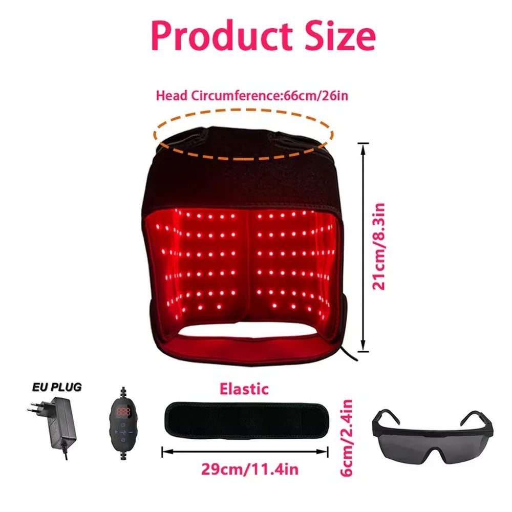 Chapeau de thérapie à la lumière rouge LED pour la croissance des cheveux, capuchon de croissance des cheveux à lumière rouge et infrarouge pour la perte de cheveux, favorise la repousse rapide des cheveux