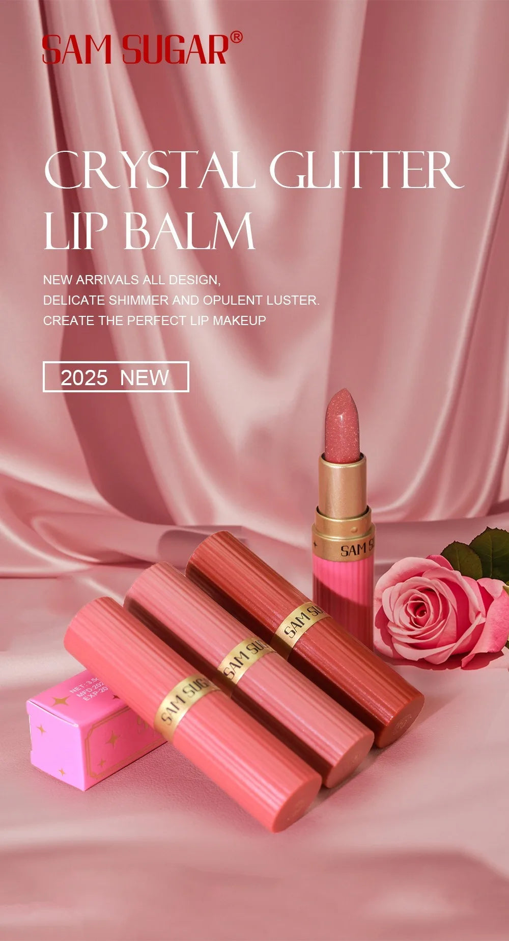 Rouge à lèvres luxueux à paillettes métalliques, rose chair, longue durée, imperméable, ne se décolore pas, perle scintillante, brillant à lèvres marron, maquillage