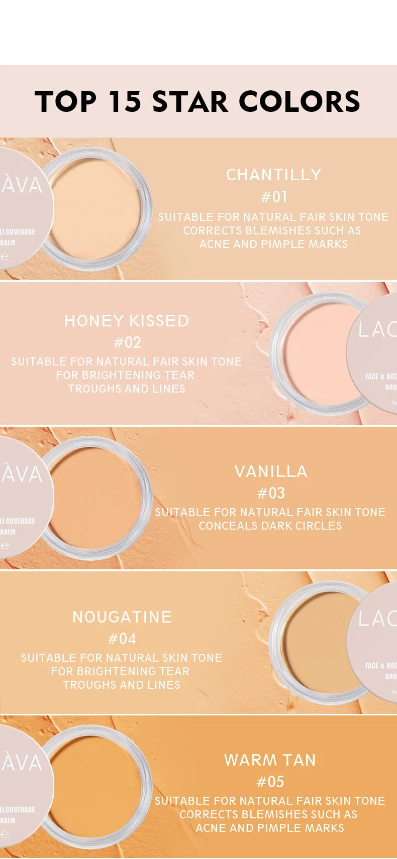 Crème anti-cernes pour Contour du visage, 15 couleurs, couverture complète des imperfections, fond de teint contre l'acné, Base anti-cernes imperméable, Palette de maquillage cosmétique