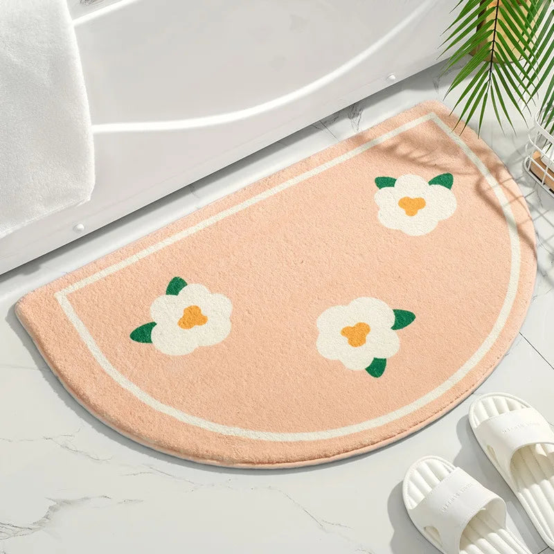 Tapis de sol doux absorbant et antidérapant, tapis de fleurs de texte frais, tapis d'entrée de maison, tapis de chambre à coucher, tapis de toilette, coussin de pied HODoor