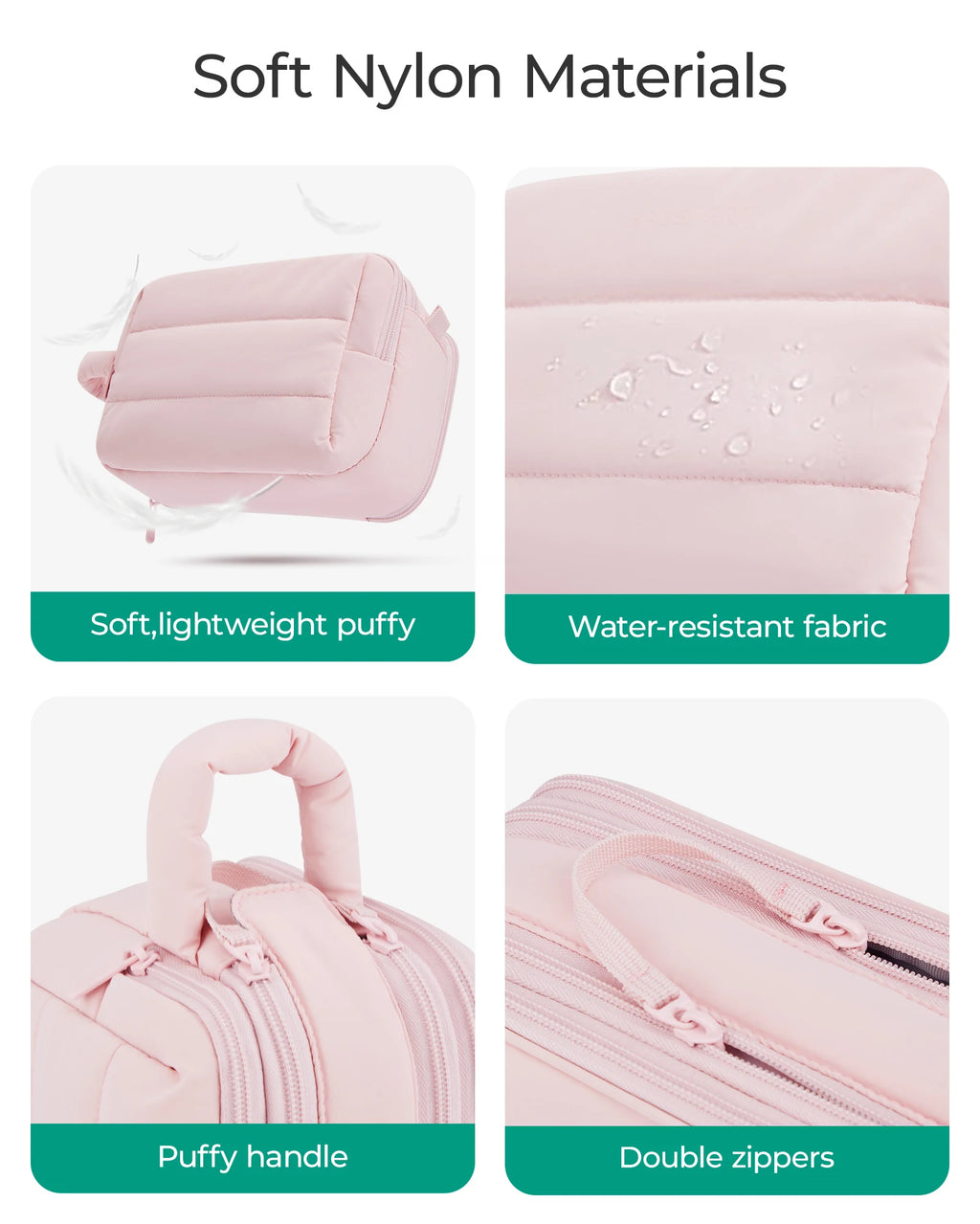 BAGSMART trousse de toilette de voyage sac cosmétique étanche pour femme sac de rangement de produits de soins de la peau de grande capacité sac de bain sec et humide