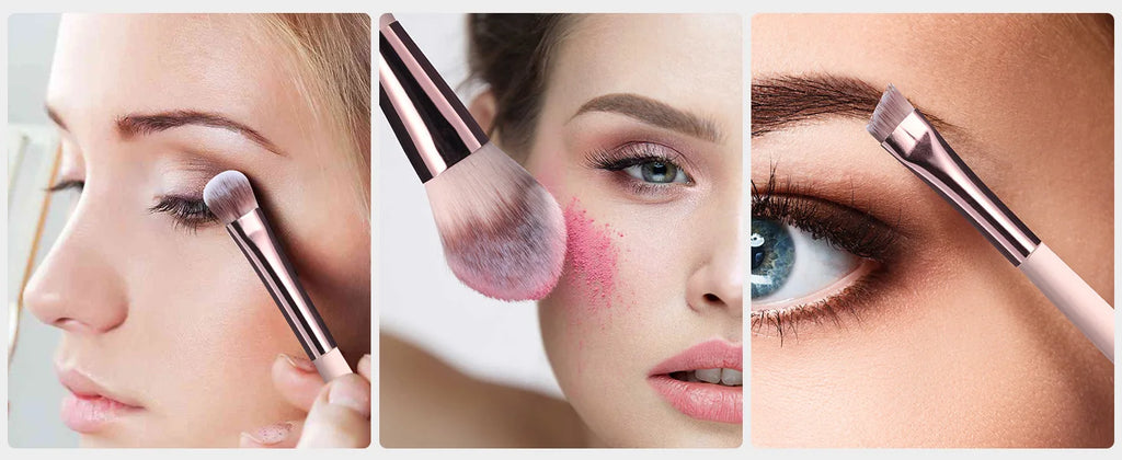 Ensemble de pinceaux de maquillage 14 pièces avec miroir éclairé, manche court Portable, lumière LED, Kit de pinceaux de maquillage rechargeables USB