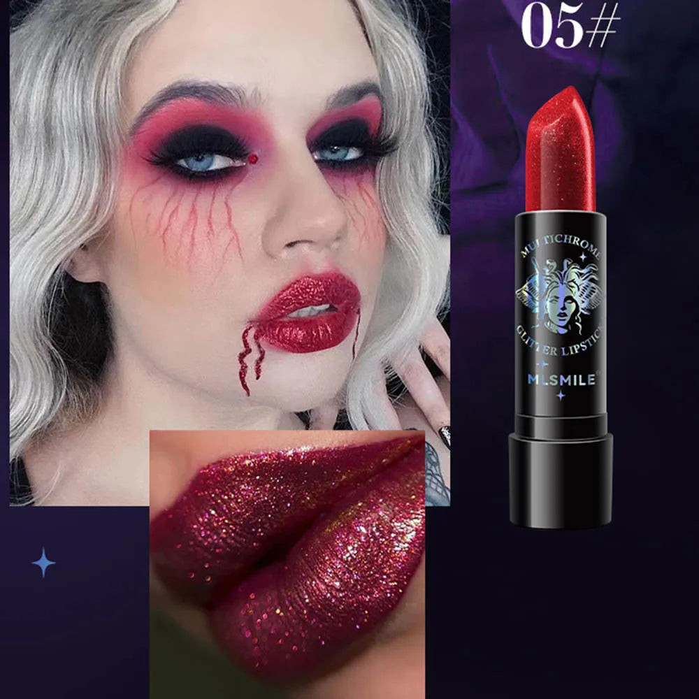 Rouge à lèvres à paillettes, 6 couleurs, imperméable, longue durée, diamant nacré, métallique, noir, maquillage pour femmes, cosmétique