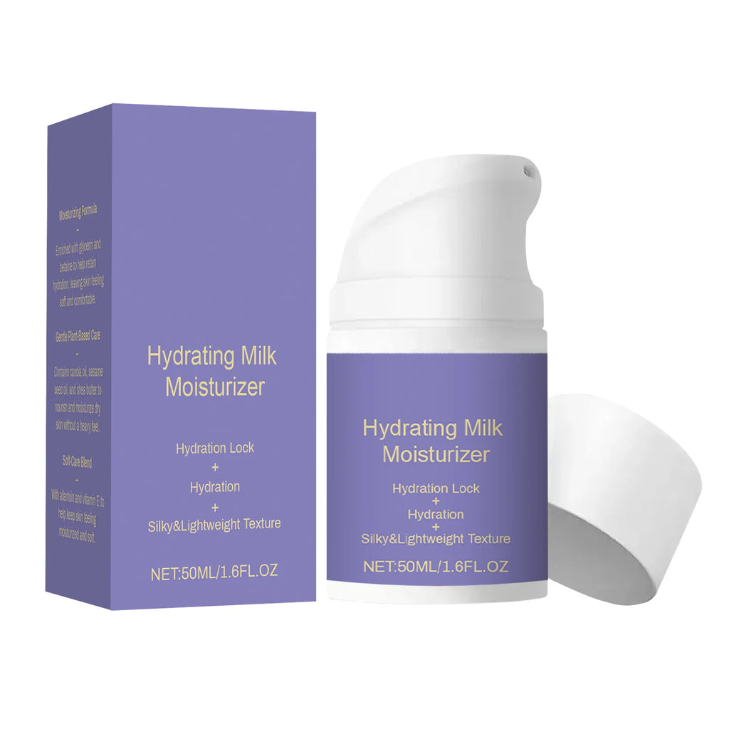 Crème hydratante au lait 50ml, crème hydratante en profondeur, beurre de karité et glycérine, barrière réparatrice, estompe les ridules, Non grasse pour toutes les peaux