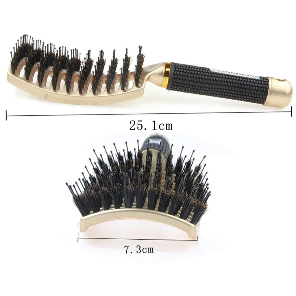 Brosse à cheveux peigne de Massage du cuir chevelu brosse à cheveux poils de sanglier en Nylon femmes humide bouclés démêlant brosse à cheveux Salon de coiffure outil de coiffure