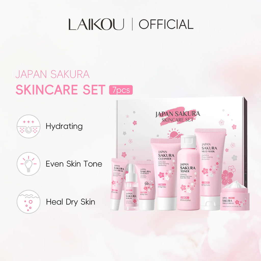 LAIKOU nettoyage Laikou hydratation hydratante japon fleur de cerisier soin de la peau 7 pièces masque de boue édition ensemble de soins du visage