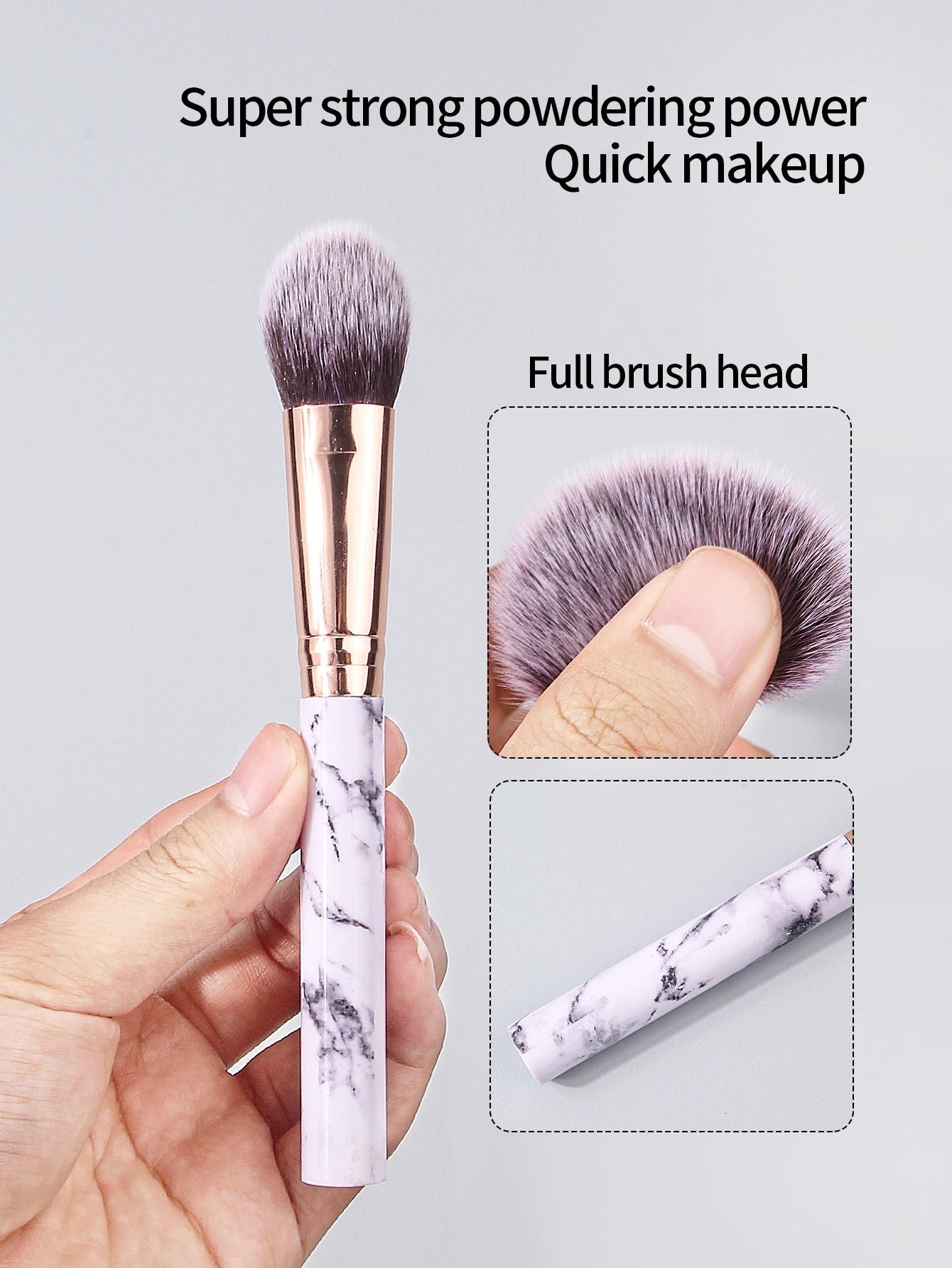 Pinceau de maquillage texturé de marbre, pinceau à blush, pinceau à poudre, pinceau de contour, pinceau de contour, outils de beauté du visage 3 pièces