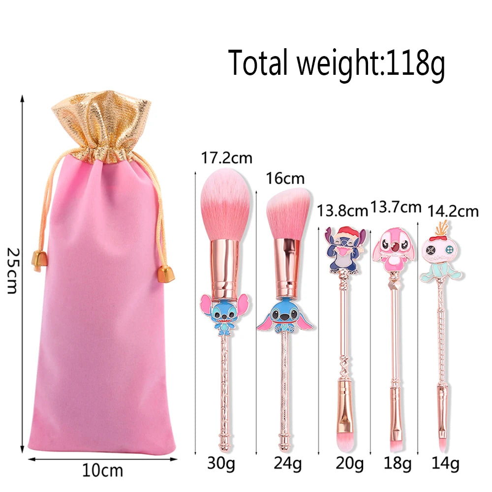 Bandai Lilo & Stitch pinceaux de maquillage ensemble fond de teint ombre à paupières poudre brosse pour femmes dessin animé point cosmétique beauté outils Kits