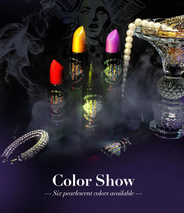 Rouge à lèvres à paillettes, 6 couleurs, imperméable, longue durée, diamant nacré, métallique, noir, maquillage pour femmes, cosmétique